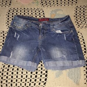 Red Rivet jean shorts